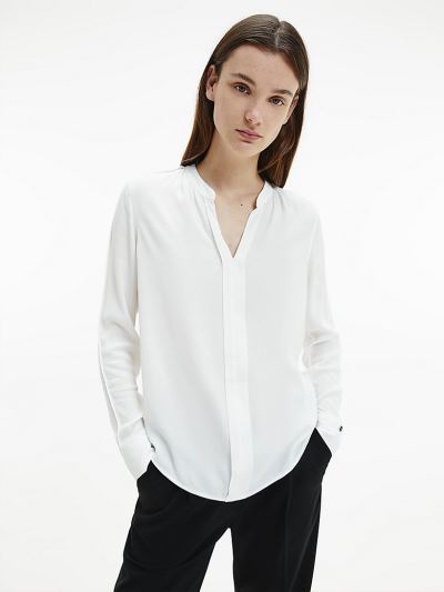 Calvin Klein Ruhák HU358156 | Calvin Klein Crepe Tunic Női Blúz Fehér
